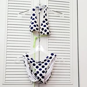 Polkadot Navy Blue and White Swimsuits
